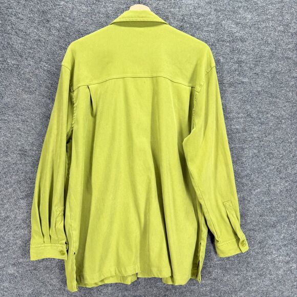Classic Elements Shirt Women XL Green Button Up Collared Long Sleeve Pockets - Picture 2 of 6